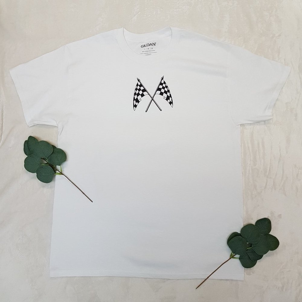 Racing Flags Print Crew Neck T-Shirt